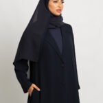 عباية نص كلوش سوت لف كحلي