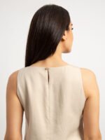 ⁦فستان طويل بدون أكمام بيج⁩ - الصورة ⁦4⁩