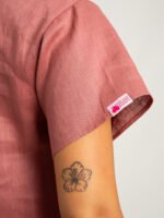 ⁦فستان بأكمام قصيرة الكتان وردي باهت⁩ - الصورة ⁦6⁩