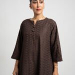 جلابية نص كلوش ركامة بني