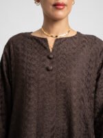 ⁦جلابية نص كلوش ركامة بني⁩ - الصورة ⁦2⁩