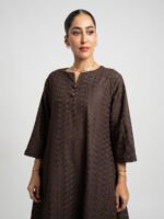 ⁦جلابية نص كلوش ركامة بني⁩ - الصورة ⁦8⁩