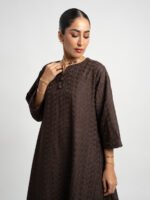 ⁦جلابية نص كلوش ركامة بني⁩ - الصورة ⁦3⁩