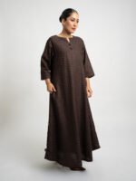 ⁦جلابية نص كلوش ركامة بني⁩ - الصورة ⁦5⁩