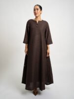 ⁦جلابية نص كلوش ركامة بني⁩ - الصورة ⁦6⁩