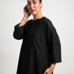 جلابية نص كلوش ركامة أسود