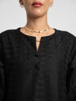 ⁦جلابية نص كلوش ركامة أسود⁩ - الصورة ⁦2⁩