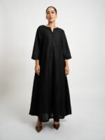 ⁦جلابية نص كلوش ركامة أسود⁩ - الصورة ⁦4⁩