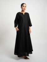 ⁦جلابية نص كلوش ركامة أسود⁩ - الصورة ⁦5⁩