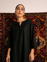 ⁦جلابية نص كلوش ركامة أسود⁩ - الصورة ⁦7⁩