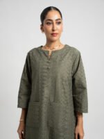 ⁦جلابية نص كلوش ركامة زيتي⁩ - الصورة ⁦3⁩