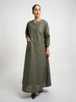 ⁦جلابية نص كلوش ركامة زيتي⁩ - الصورة ⁦4⁩