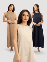 بكج التوفير الأساسية فساتين طويلة تحت العباية بدون أكمام