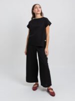 ⁦طقم خفيف بقماش كتان أسود⁩ - الصورة ⁦2⁩