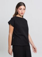 ⁦طقم خفيف بقماش كتان أسود⁩ - الصورة ⁦5⁩