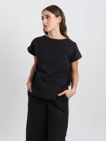 طقم خفيف بقماش كتان أسود