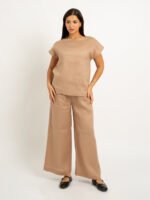 ⁦طقم كتان خفيف موكا⁩ - الصورة ⁦2⁩