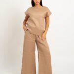 طقم كتان خفيف موكا