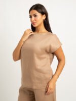 ⁦طقم كتان خفيف موكا⁩ - الصورة ⁦3⁩