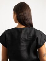 ⁦طقم كتان خفيف أسود⁩ - الصورة ⁦5⁩