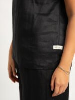 ⁦طقم كتان خفيف أسود⁩ - الصورة ⁦6⁩