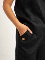 ⁦طقم كتان خفيف أسود⁩ - الصورة ⁦7⁩